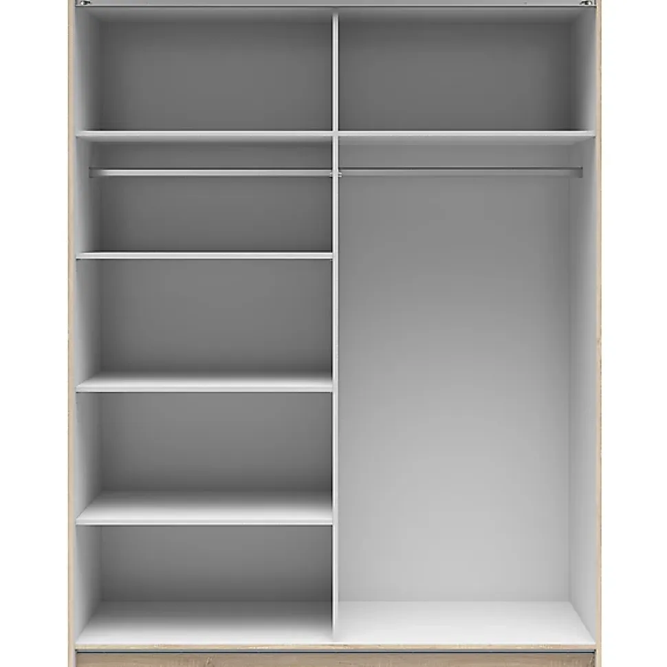 Armoire à 2 portes coulissante coloris chêne Sonoma - Longueur 153,5 x Profondeur 60 x Hauteur 195,5 cm