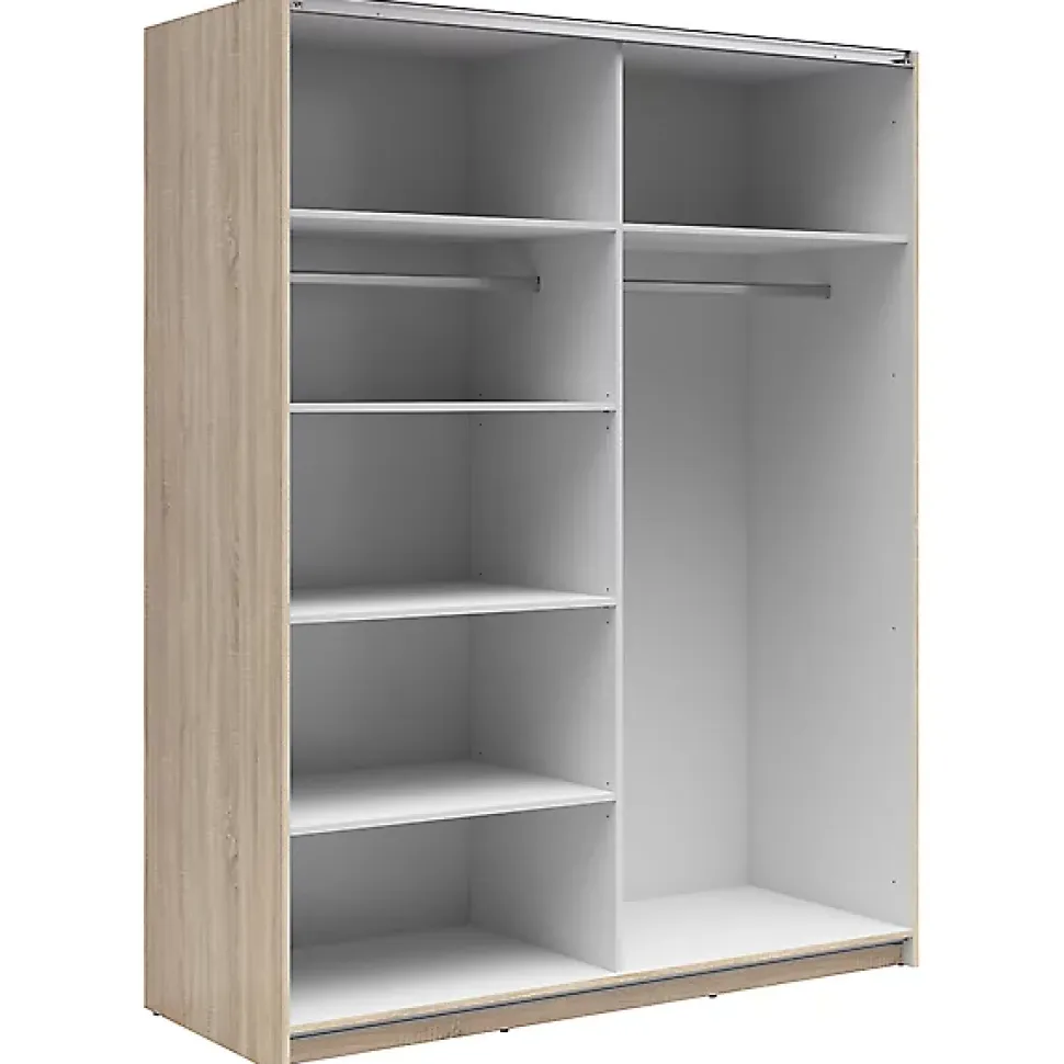 Armoire à 2 portes coulissante coloris chêne Sonoma - Longueur 153,5 x Profondeur 60 x Hauteur 195,5 cm