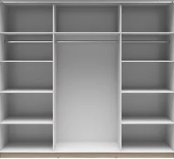 Armoire à 2 portes coulissante coloris chêne Sonoma/Blanc brillant - Longueur 220 x Profondeur 60 x Hauteur 195,5 cm