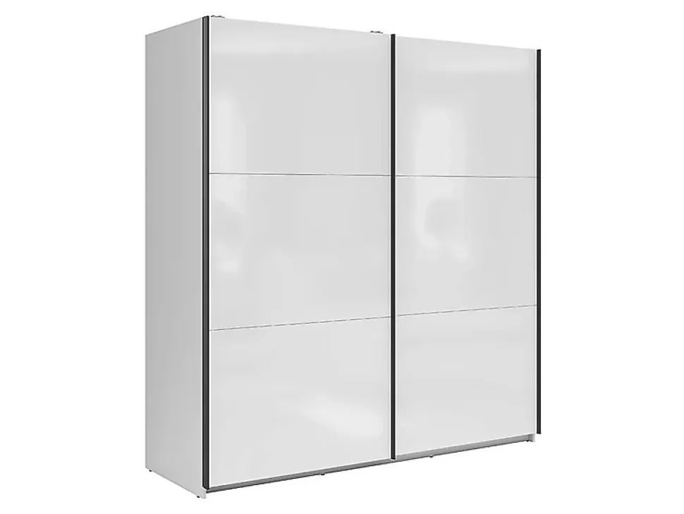 Armoire à 2 portes coulissante coloris Blanc brillant - Longueur 183 x Profondeur 60 x Hauteur 195,5 cm