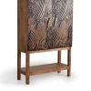 Armoire à bouteilles en bois d'acacia sculptée a main