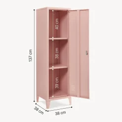 Armoire à casier Kurikka métallique vérouillable 137 x 38 x 38 cm beige pêche en.casa