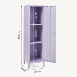 Armoire à casier Kurikka métallique vérouillable 137 x 38 x 38 cm violet clair en.casa