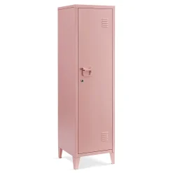 Armoire à casier Kurikka métallique vérouillable 137 x 38 x 38 cm rose en.casa