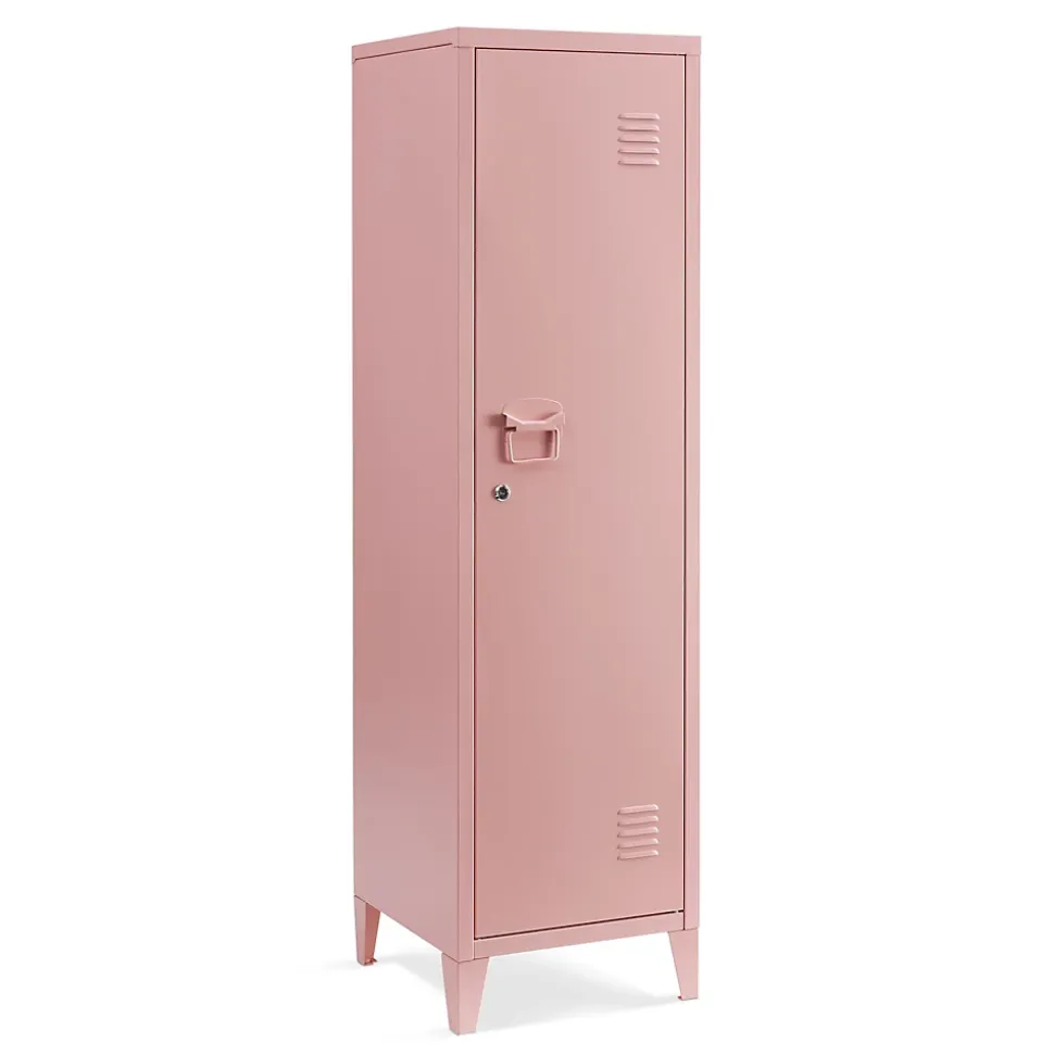 Armoire à casier Kurikka métallique vérouillable 137 x 38 x 38 cm rose en.casa