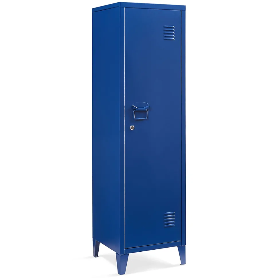 Armoire à casier Kurikka métallique vérouillable 137 x 38 x 38 cm bleu en.casa