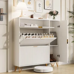 Armoire à chaussures à 2 tiroirs, armoire à chaussures étroites cachées indépendante pour couloir, entrée, salon