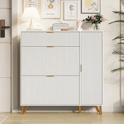 Armoire à chaussures à 2 tiroirs, armoire à chaussures étroites cachées indépendante pour couloir, entrée, salon
