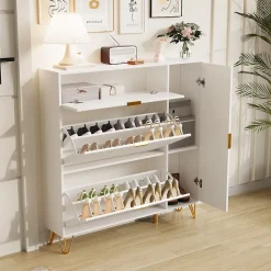 Armoire à chaussures à 2 tiroirs, armoire à chaussures étroites cachées indépendante pour couloir, entrée, salon