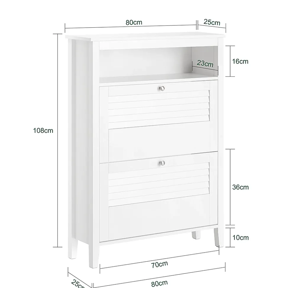 Armoire à Chaussures 2 Abattants Meuble d'entrée Coffre, FSR152-W, SoBuy