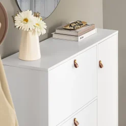 Armoire à Chaussures 3 abattants avec Tabouret à Chaussures, FSR107-W, SoBuy