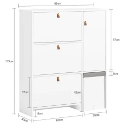 Armoire à Chaussures 3 abattants avec Tabouret à Chaussures, FSR107-W, SoBuy