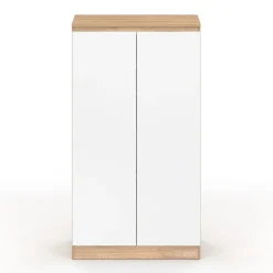 Armoire à chaussures 18 paires TOMI 2 portes façon hêtre et blanc