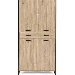 Armoire à chaussures 24 paires LUIS 4 portes avec tiroir design industriel H. 180 cm