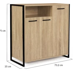 Armoire à chaussures 18 paires LUIS 3 portes avec niche design industriel