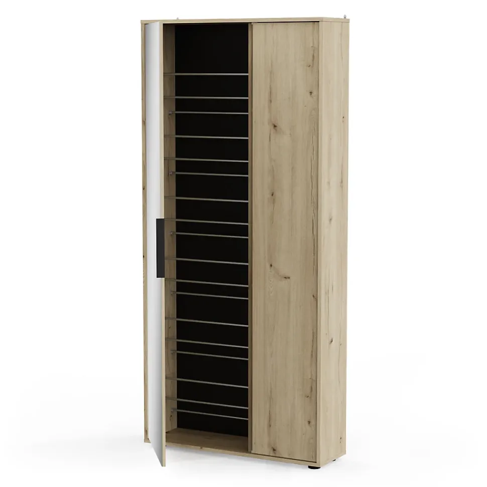 Armoire à chaussures 2 portes et 1 miroir L82,8 cm - EBONY
