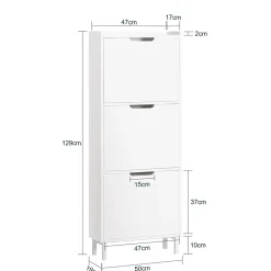 Armoire à chaussures 3 portes abattants, FSR151-H-W, SoBuy