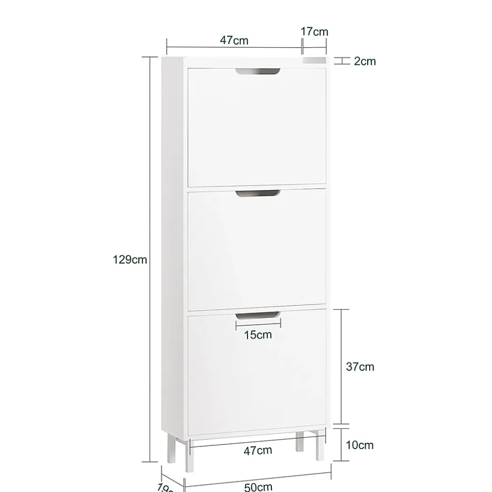 Armoire à chaussures 3 portes abattants, FSR151-H-W, SoBuy