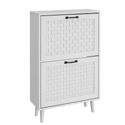 Armoire à chaussures avec tiroirs en rotin faits main, armoire à chaussures indépendante avec pieds en bois massif