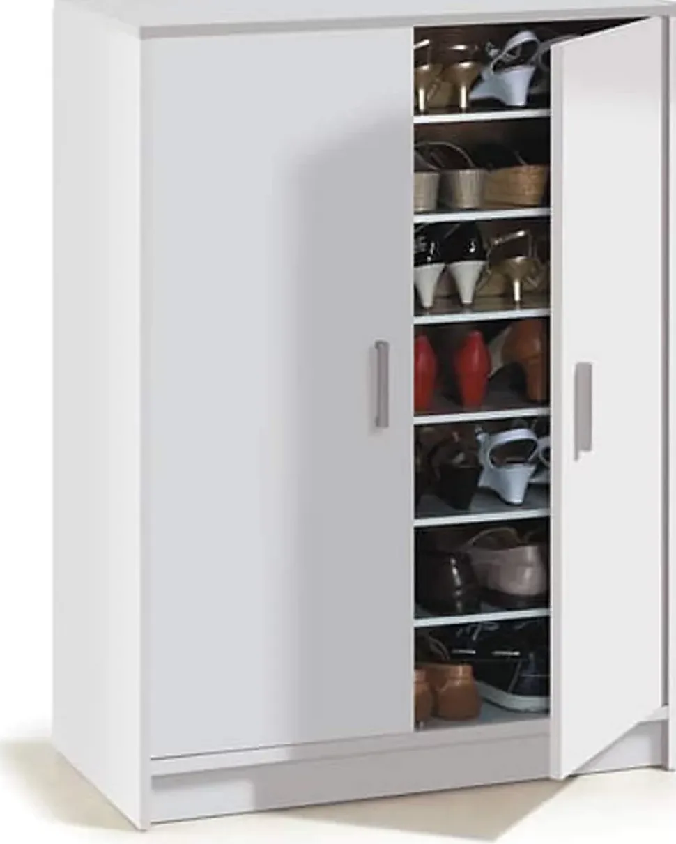 Armoire à Chaussures avec 2 portes coloris blanc - hauteur 101 x profondeur 36 x largeur 75 cm