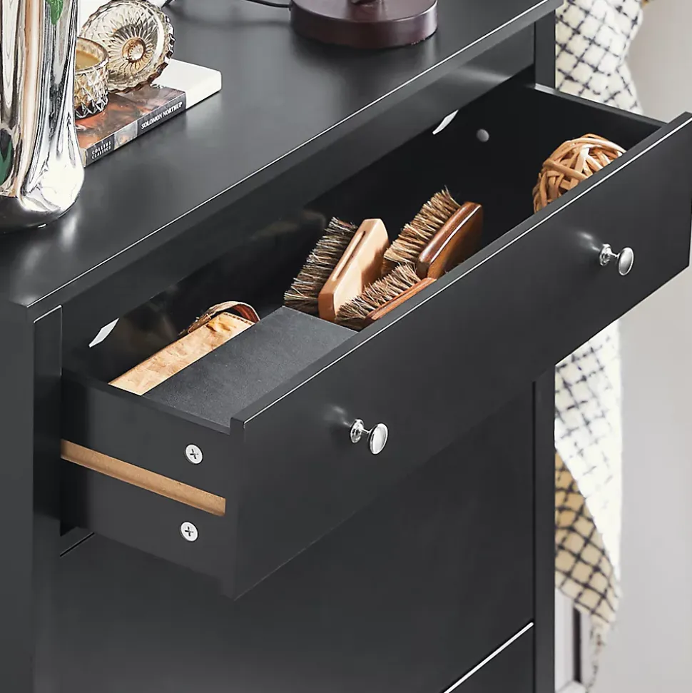 Armoire à Chaussures Commode à Chaussure 2 abattants Un Grand Tiroir, FSR89-SCH, SoBuy