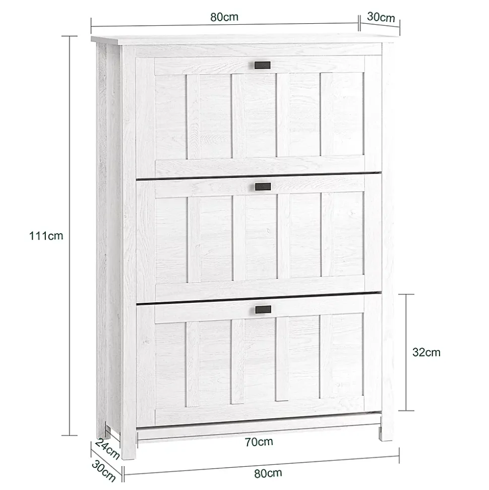 Armoire à Chaussures Meuble d'entrée 3 Abattants pour Entrée Couloir, FSR162-W, SoBuy