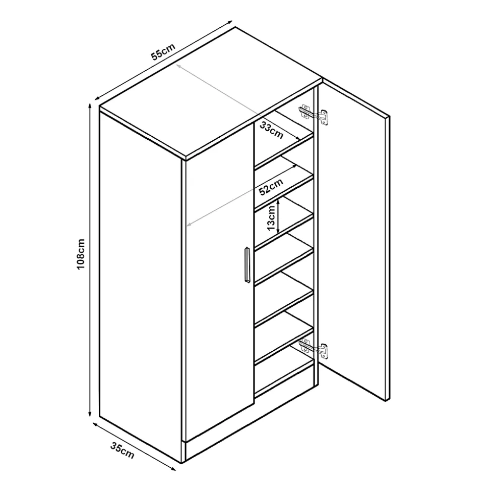 Armoire à chaussures Notribontaa avec 2 portes 108 x 55 x 35 cm noir en.casa