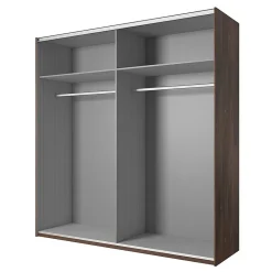 Armoire 200 cm 2 portes coulissantes avec miroirs Chene foncé et noir Collection FOX