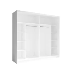 Armoire 230 cm 2 portes coulissantes avec miroir - blanc - Collection NOFI