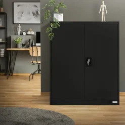 Armoire à Dossiers Verrouillable 90x40x109 cm, Noir, en Acier