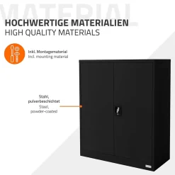 Armoire à Dossiers Verrouillable 90x40x109 cm, Noir, en Acier