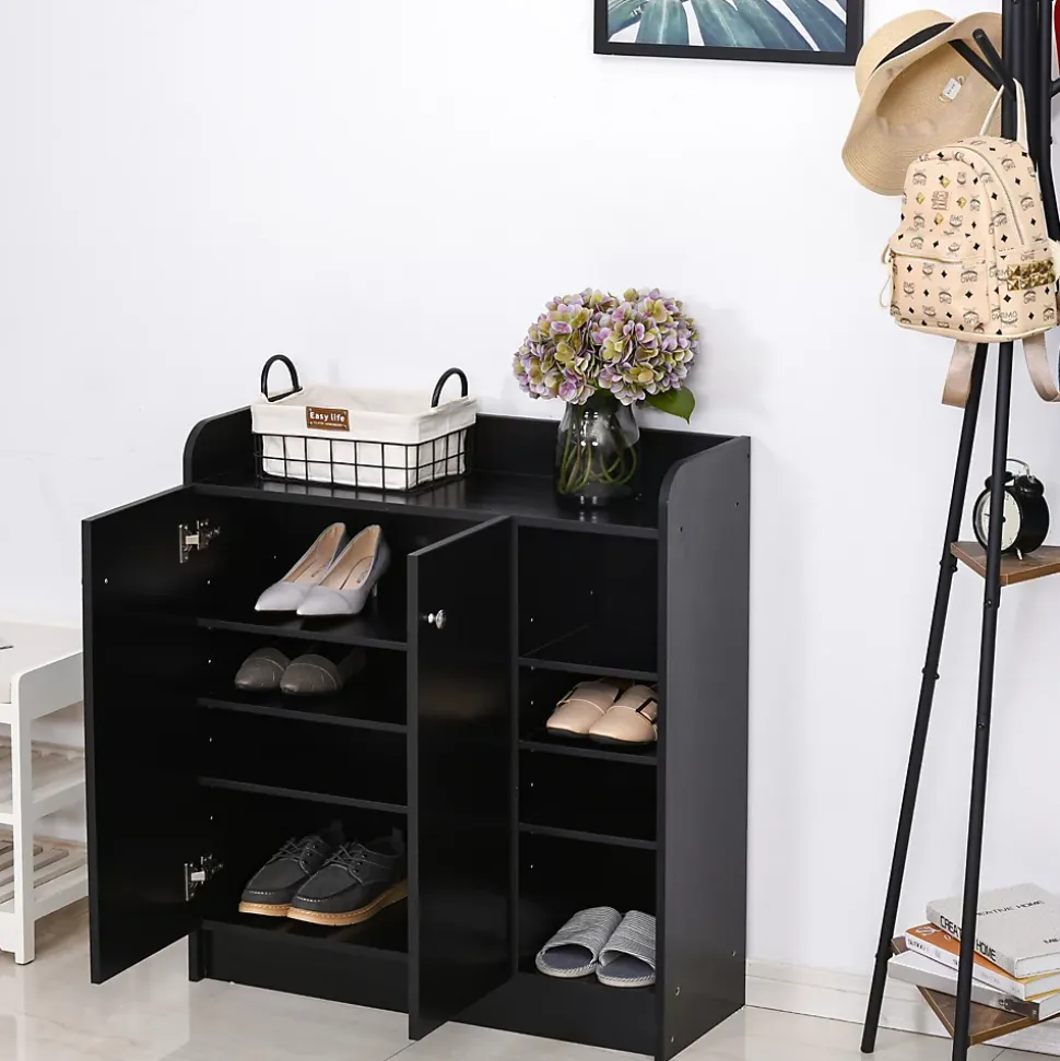 Armoire / etagere / meuble a chaussures très pratique en panneaux de particules noir