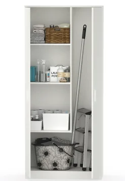 Armoire / meuble de rangement coloris blanc - Hauteur 180 x Longueur 80 x Profondeur 35 cm