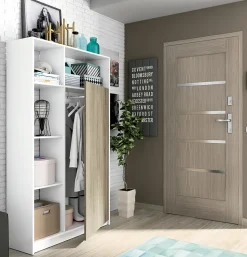 Armoire / meuble de rangement coloris blanc brillant / cambrian - Hauteur 180 x Longueur 100 x Profondeur 35 cm