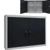 Armoire à outils murale Style Industriel Métal Gris et noir vidaXL