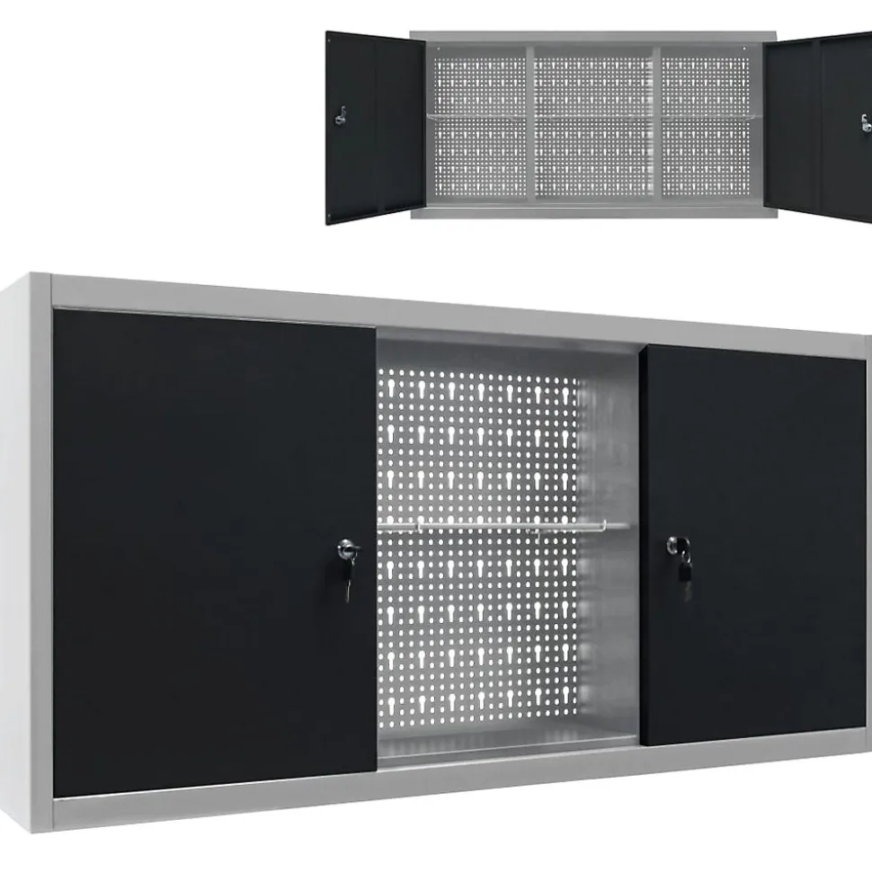 Armoire à outils murale Style Industriel Métal Gris et noir vidaXL