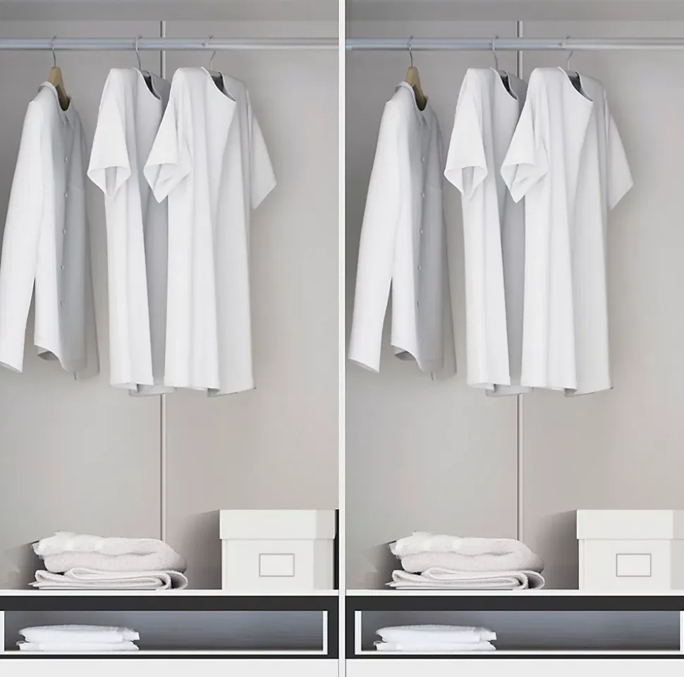 Armoire / placard de rangement de 4 portes + 2 tiroirs coloris Merisier - longueur 202 x profondeur 51 x hauteur 200 cm