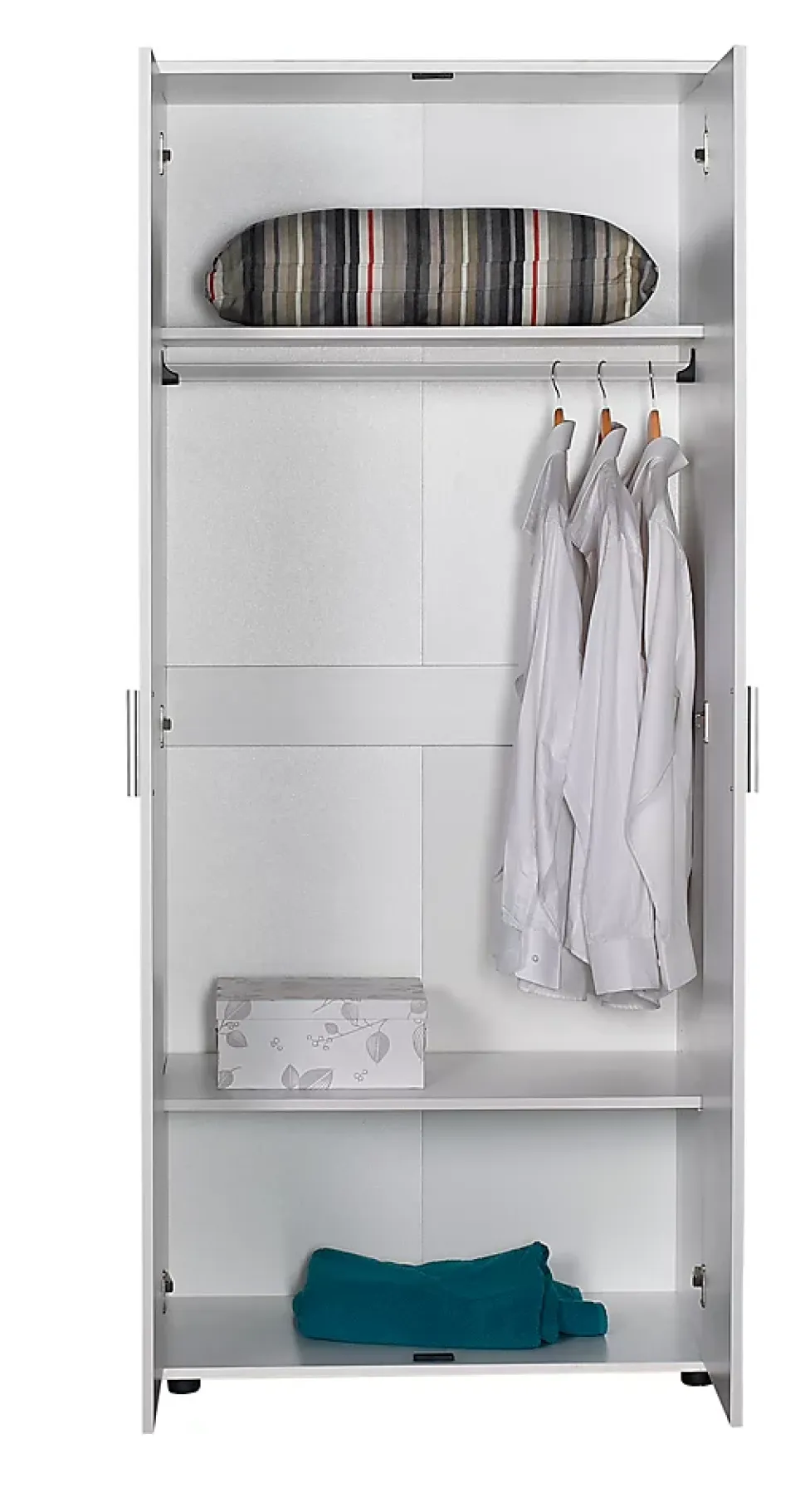Armoire / placard de rangement de 2 portes coloris blanc - longueur 80 x profondeur 47 x hauteur 187 cm