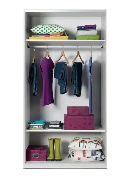 Armoire / placard de rangement de 2 portes coulissantes coloris Blanc - longueur 94 x profondeur 52 x hauteur 182 cm