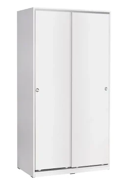 Armoire / placard de rangement de 2 portes coulissantes coloris Blanc - longueur 94 x profondeur 52 x hauteur 182 cm