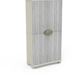 Armoire - PLASTIKEN - Space-saver - 90 cm - 4 étageres - Blanc/gris