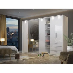 Armoire 1 porte pour dressing collection MODULO coloris blanc avec LED incluses.