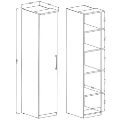 Armoire 1 porte pour dressing collection MODULO coloris blanc avec LED incluses.