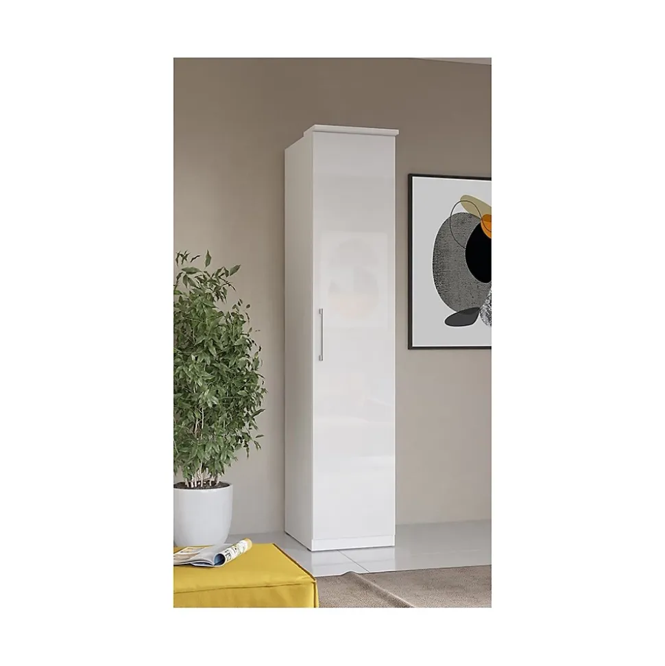 Armoire 1 porte pour dressing collection MODULO coloris blanc avec LED incluses.