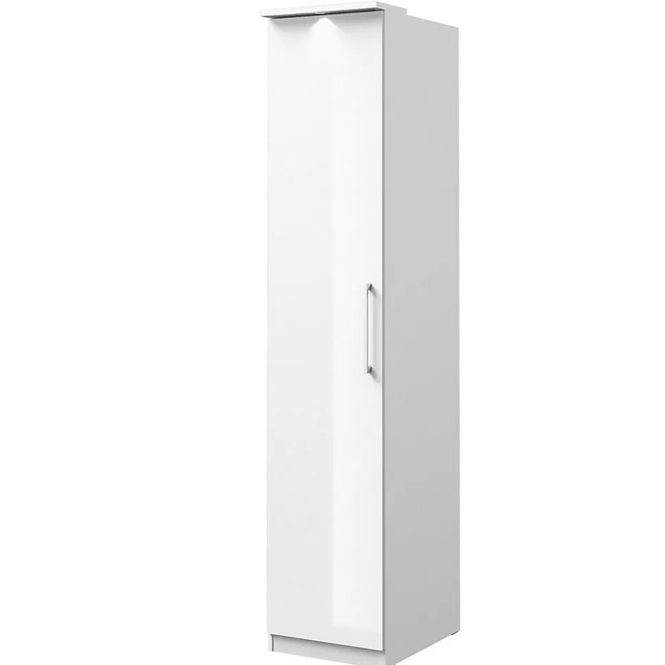 Armoire 1 porte pour dressing collection MODULO coloris blanc avec LED incluses.