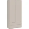 Armoire 2 portes 2 tiroirs 100 cm gris cachemire Bemmi