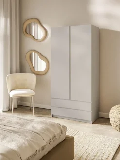 Armoire 2 portes 2 tiroirs 100 cm gris cachemire Bemmi
