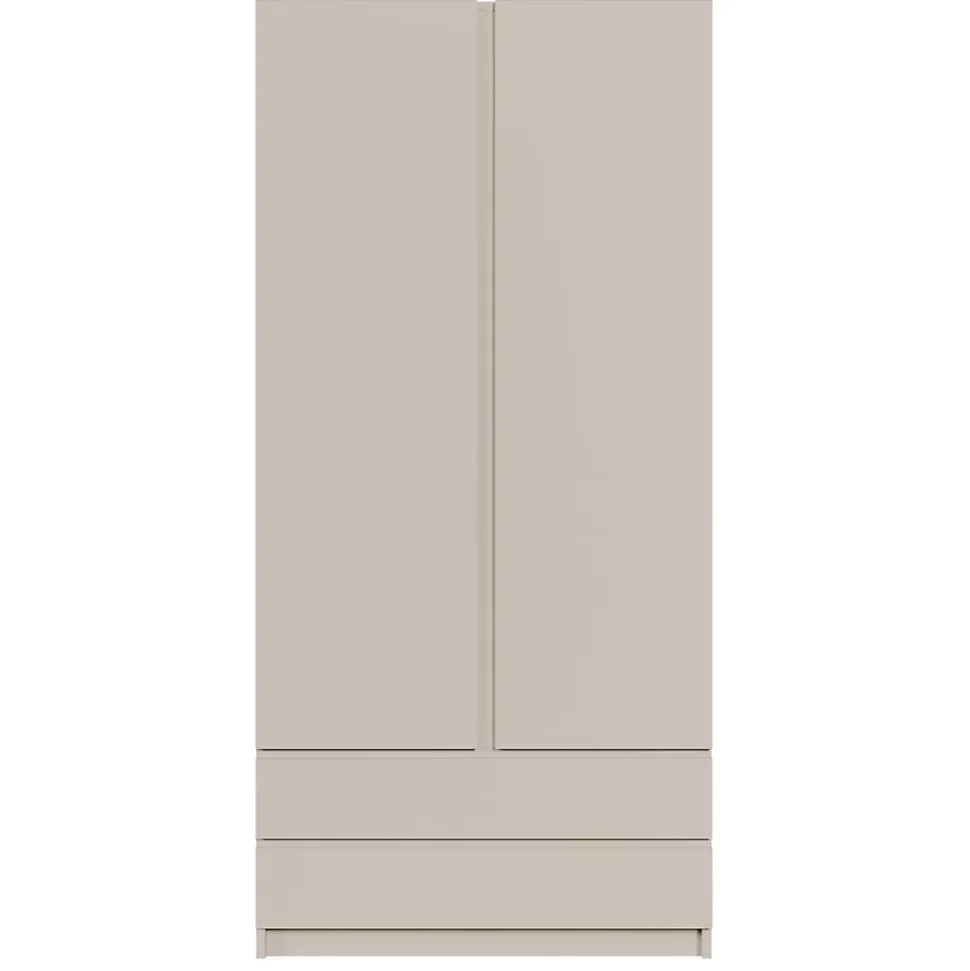 Armoire 2 portes 2 tiroirs 100 cm gris cachemire Bemmi