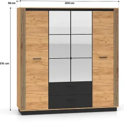 Armoire 4 portes 2 tiroirs Solal Bois et Noir