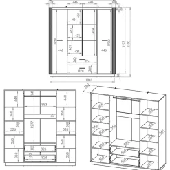 Armoire 4 portes 2 tiroirs Solal Bois et Noir